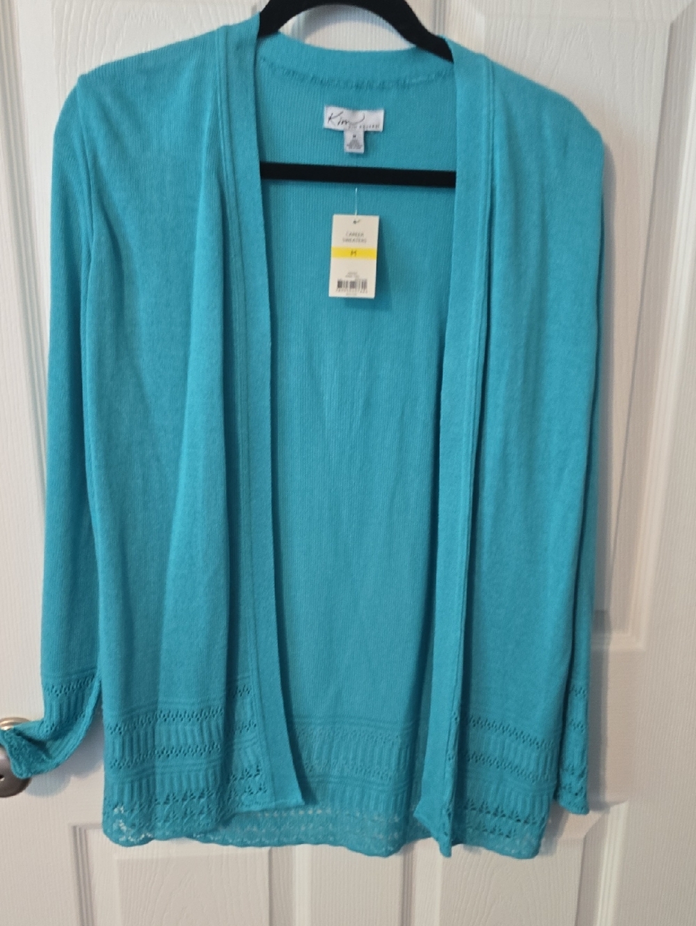 Kim Rogers Teal Open-Front Lightweight Cardigan